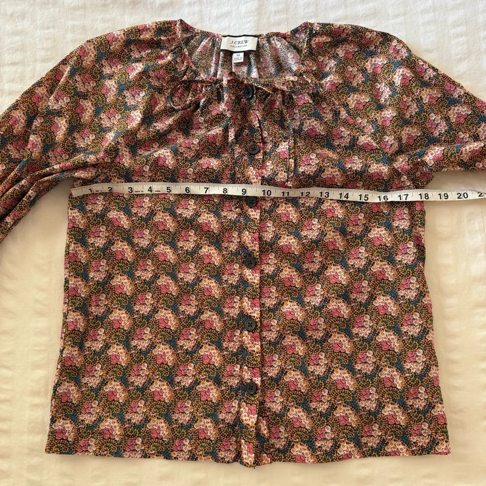 J. Crew Collection Tie-Sleeve Button-Front Top in Ratti Prism Floral - Picture 16 of 17